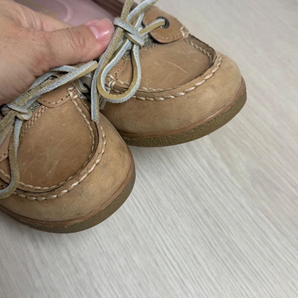 Wedge Boat Shoes Sperry Top-Sider Womens 6.5M Tan Leather Heels 9837550